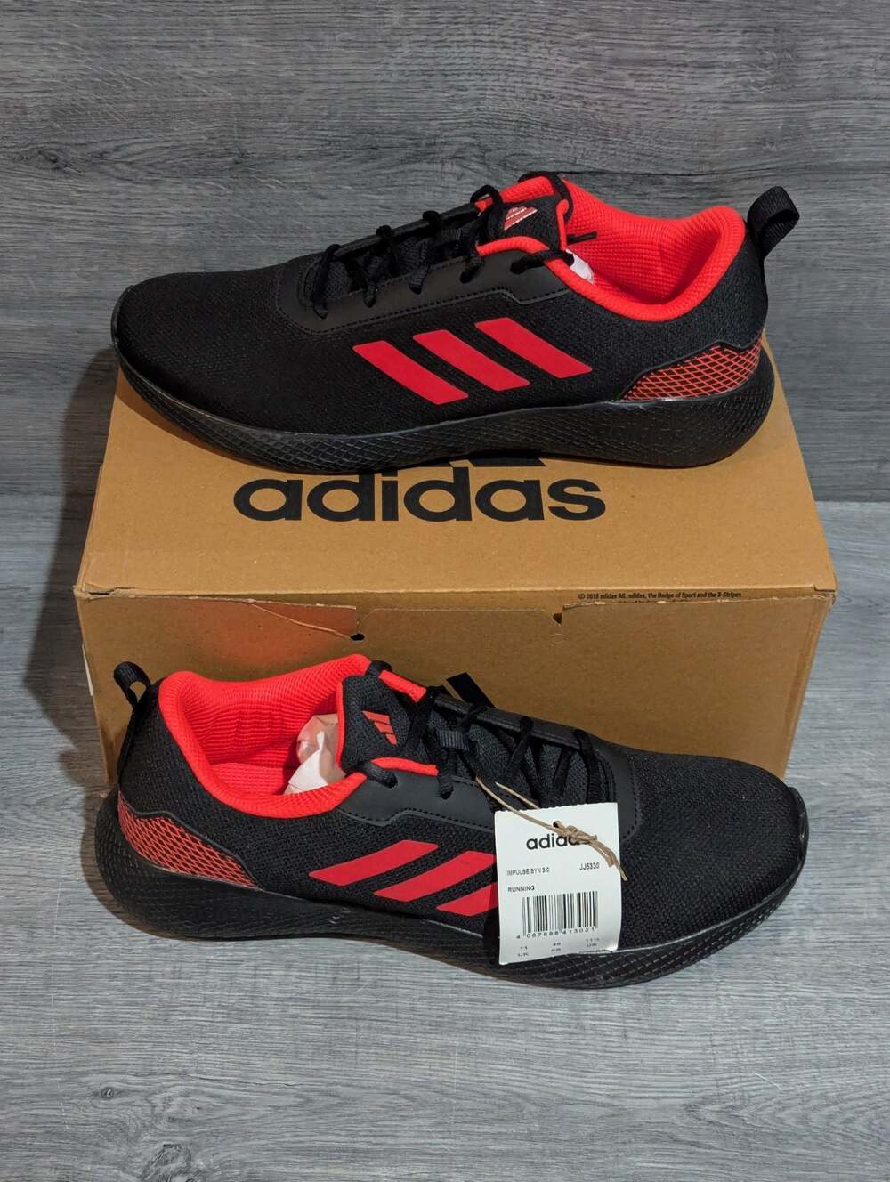 Adidas Impulse Syn 3.0 Running Shoes Black Red Size 11.5
